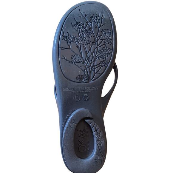 OKABASHI FOOT THERAPY THONG SANDALS /MOTHER OF PEARL SHELL MEDALLION L 9.5-10.5 - Picture 9 of 10